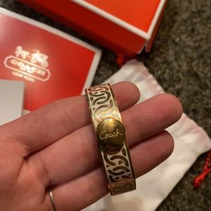 Coach gold and white link Bangle bracelet